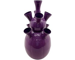 foto van by Mooss - Enamel - Tulpenvaas - Toetervaas - Large - Paars - Purple - 64 cm - Ø 30 cm - Hoogglans - Metaal