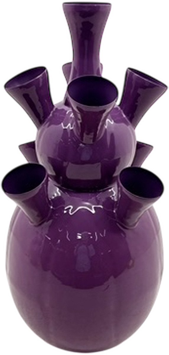 by Mooss - Enamel - Tulpenvaas - Toetervaas - Large - Paars - Purple - 64 cm - Ø 30 cm - Hoogglans - Metaal