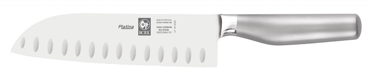 ICEL - Platina Series - Santokumes met kuiltjes - 18 cm - RVS