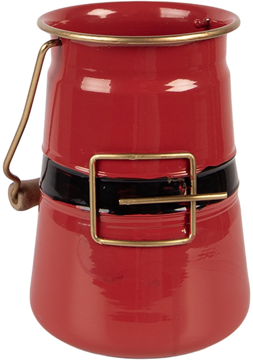 Clayre & Eef Decoratie Emmer 12x10x16 cm Rood Metaal
