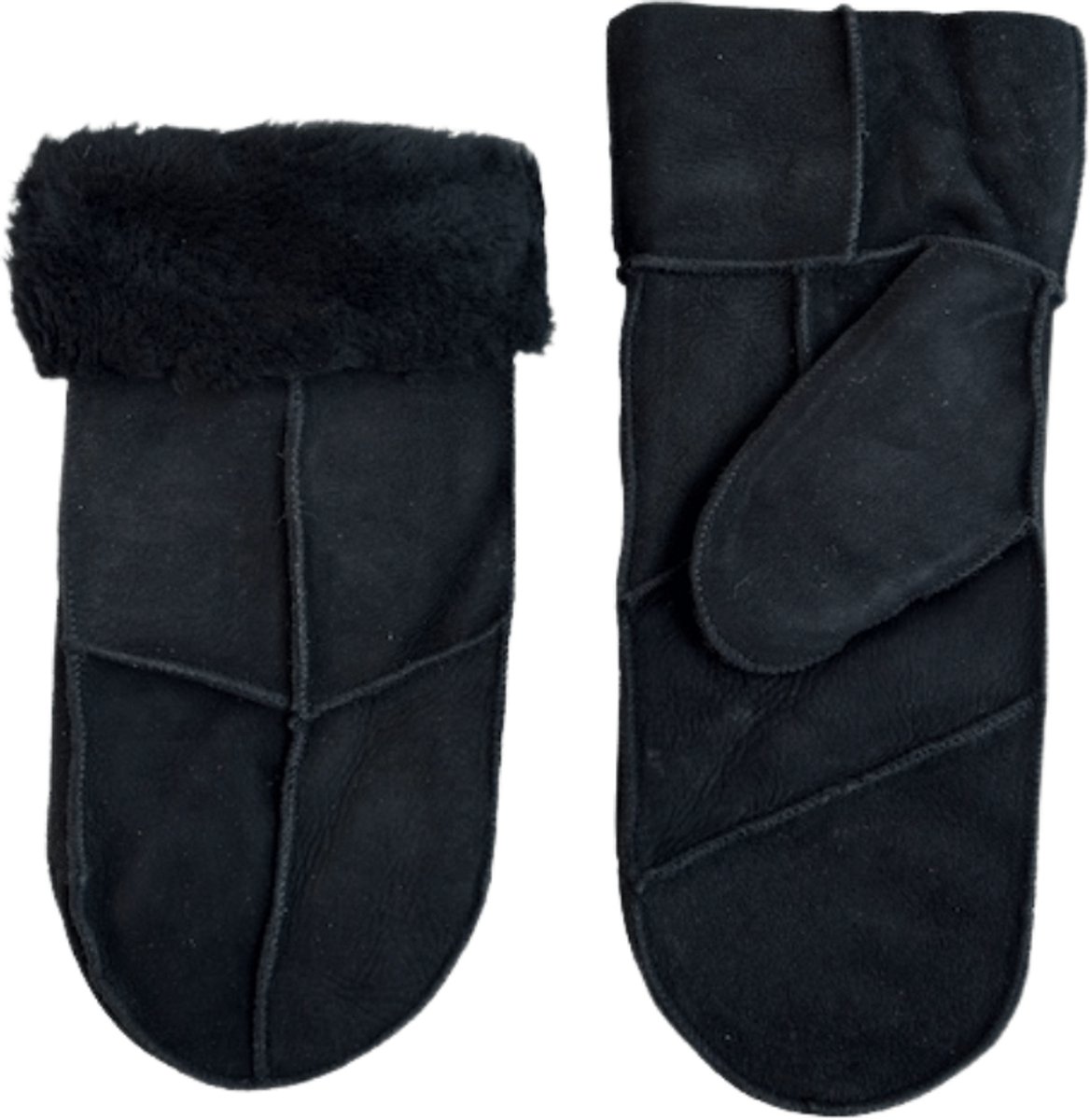 Leren wanten dames - Lammy dames winter - Winddicht en waterafstotend - Wol - Suede - zwart- Maat L