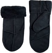 Leren wanten dames - Lammy dames winter - Winddicht en waterafstotend - Wol - Suede - zwart- Maat L