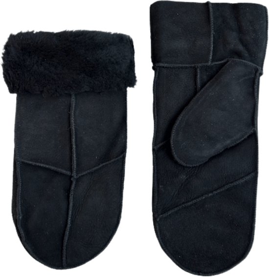 Mitaines en cuir pour femme - Lammy dames hiver - Coupe-vent et déperlant - Laine - noir - Taille L