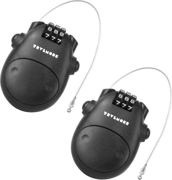 TRVLMORE - Snowboard Slot - Skislot - 2 Stuks - Kabelslot - Cijferslot - Slotje - Staal - Zwart