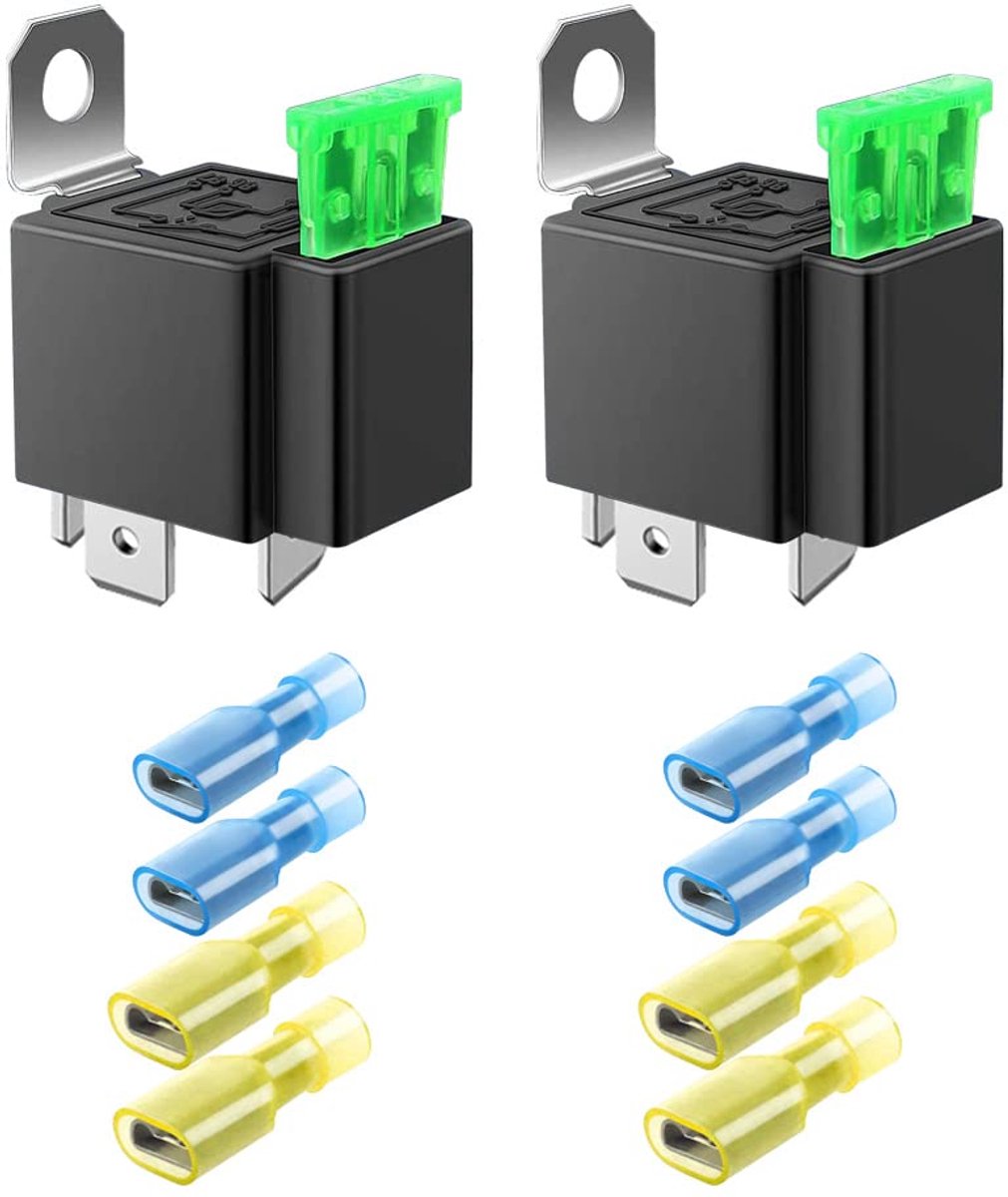 Image of 2 Pack 30A 12V DC 4-Pin SPST Fuse Relay Car Truck -30A ATO/ATC Relay Switch (8pcs Nylon Terminal)