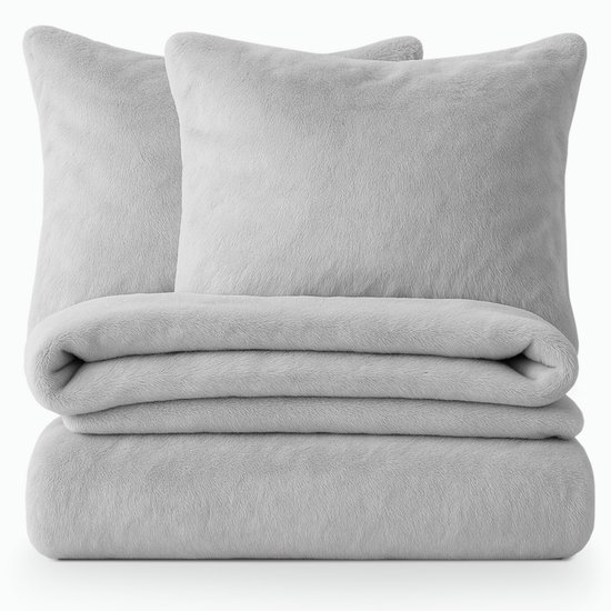 Decoware® Teddy Fleece dekbedovertrek - Grijs - 140x220 + 60x70 cm van Decoware — afbeelding 5