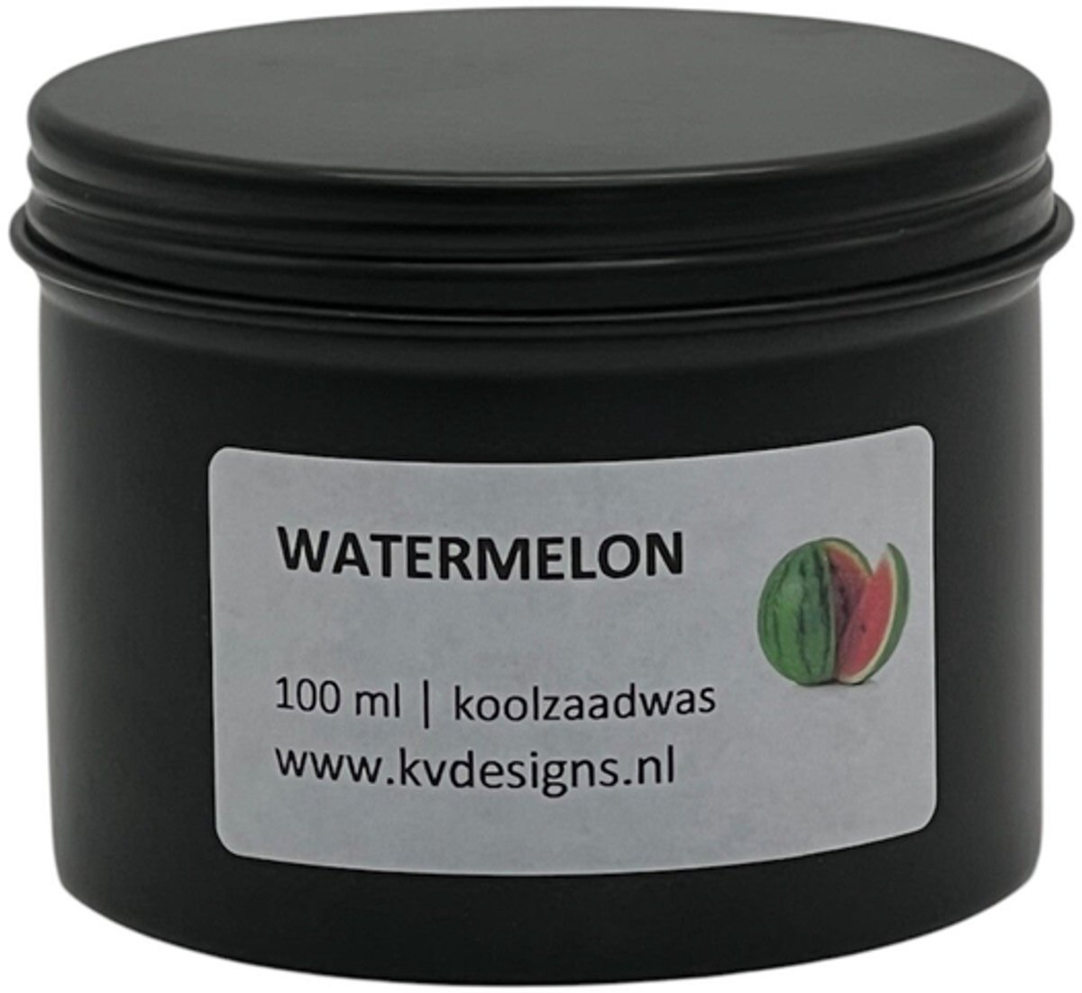 Geurkaars 100ml – Watermelon – Handgemaakt van Koolzaadwas – 40 branduren – KV DESIGNS