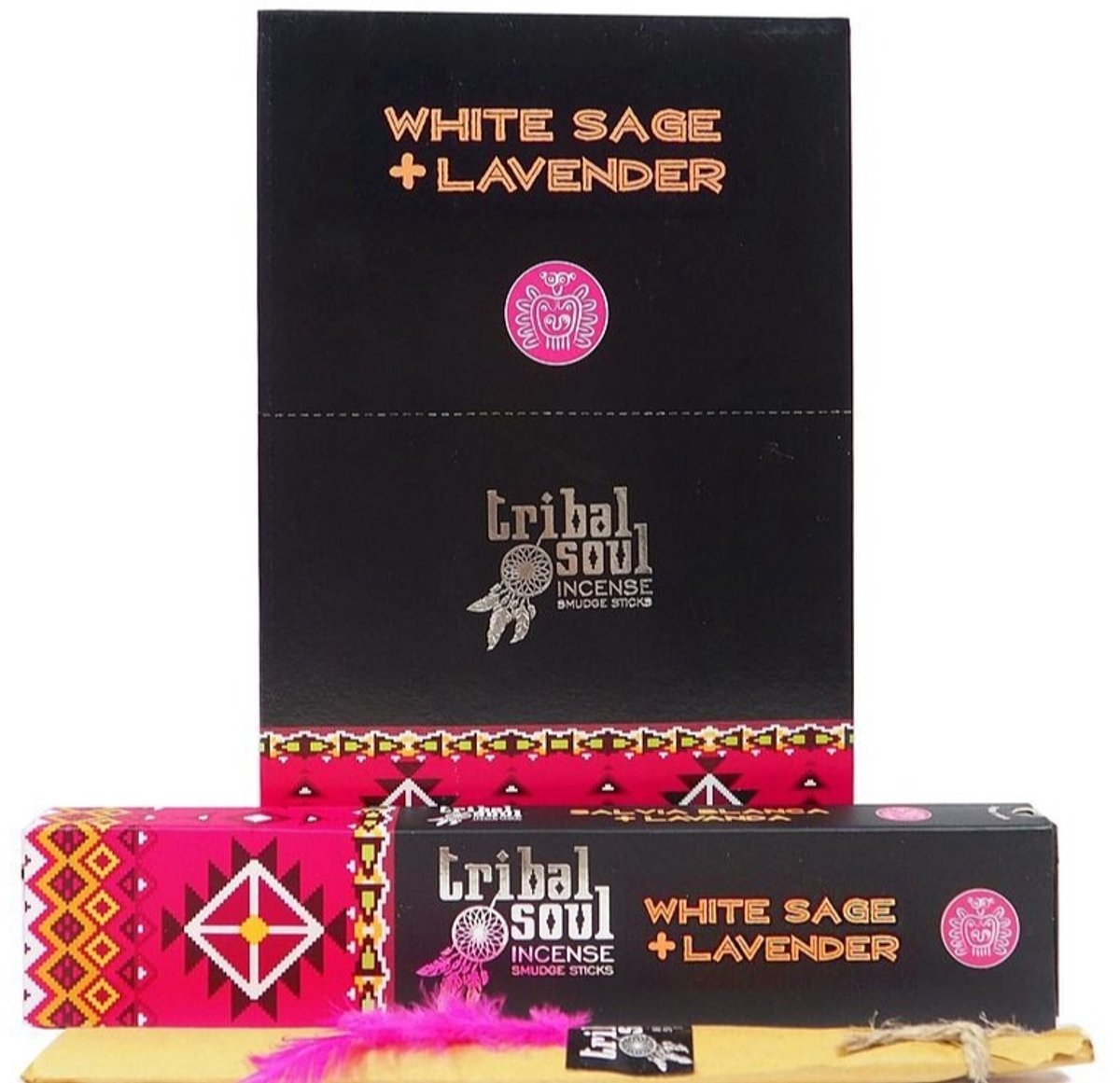 Tribal soul Wierookstokjes Tribal Soul White Sage & Lavender (12 pakjes a 15 gram) Zwart