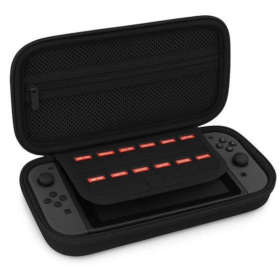 George Napoli Case geschikt voor Nintendo Switch 2 - Met opbergvak voor 12 games - Hoes geschikt voor Nintendo Switch 2 - Accessoires geschikt voor Nintendo Switch 2 - Zwart Stof