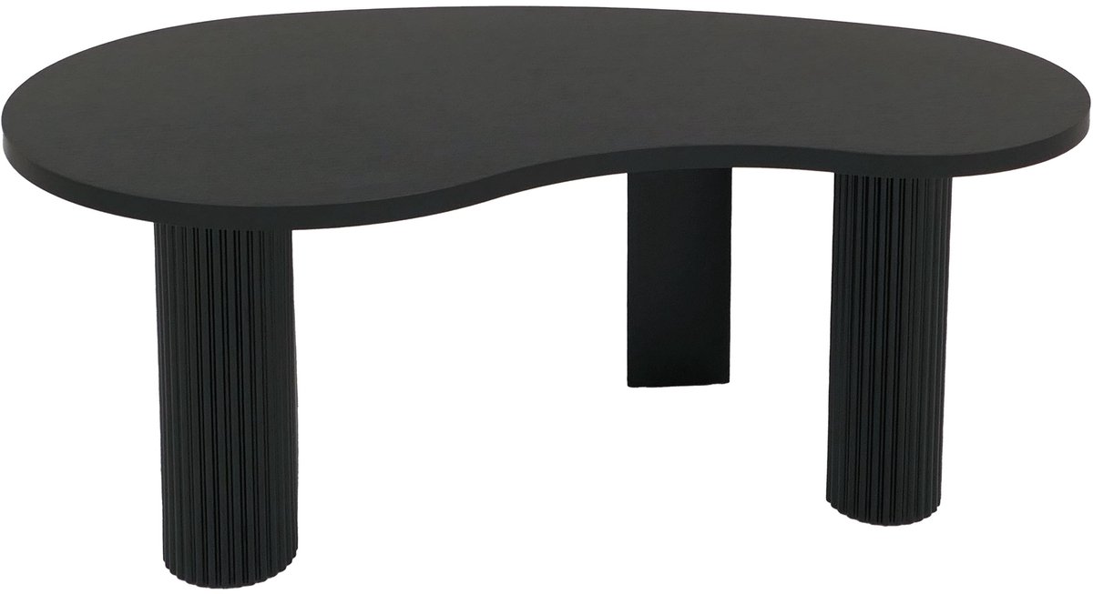 Salontafel MCW-O29, bijzettafel sofatafel, organische vorm melamine hout, 45x110x60cm ~ hout look zwart