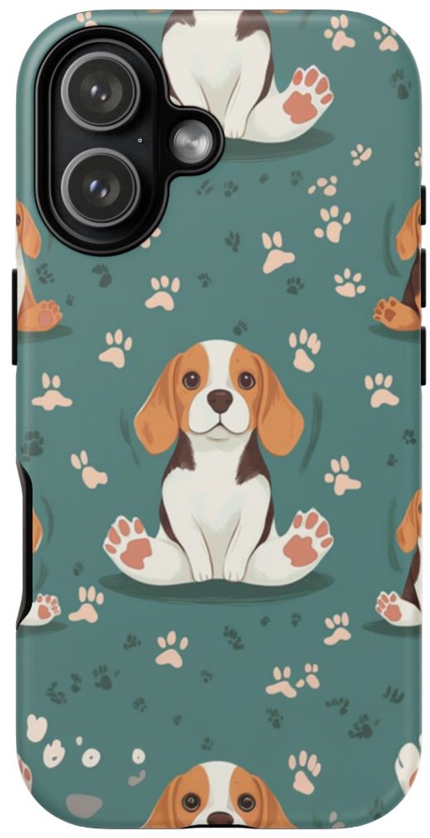 Beagles met Pootafdrukken Patroon – Telefoonhoesje Geschikt voor iPhone 17