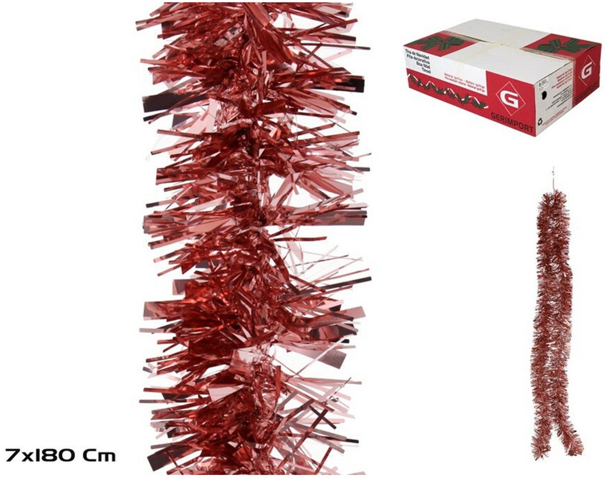 Gerimport Kerstslinger - 2x - rose goud - folie lametta - 180 x 7 cm - kerstboom versiering – foto 3