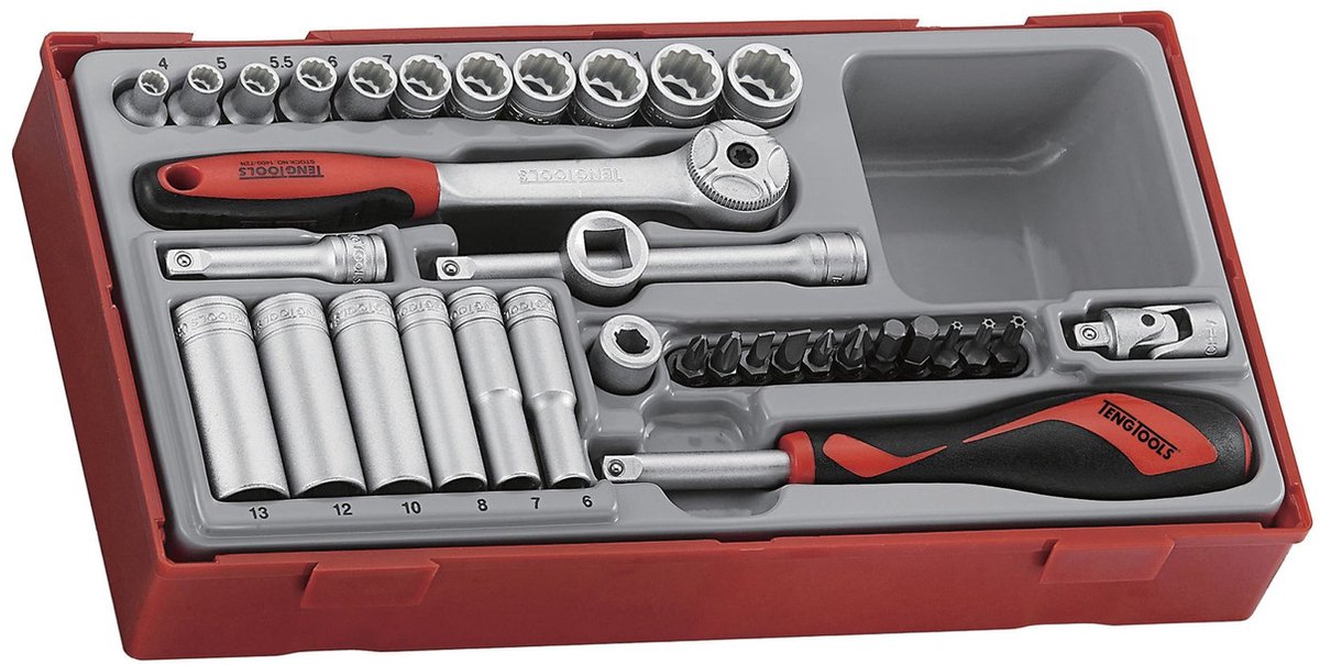 Doppenset 1/4 12kant TC-tray 35dlg Teng Tools TT143512