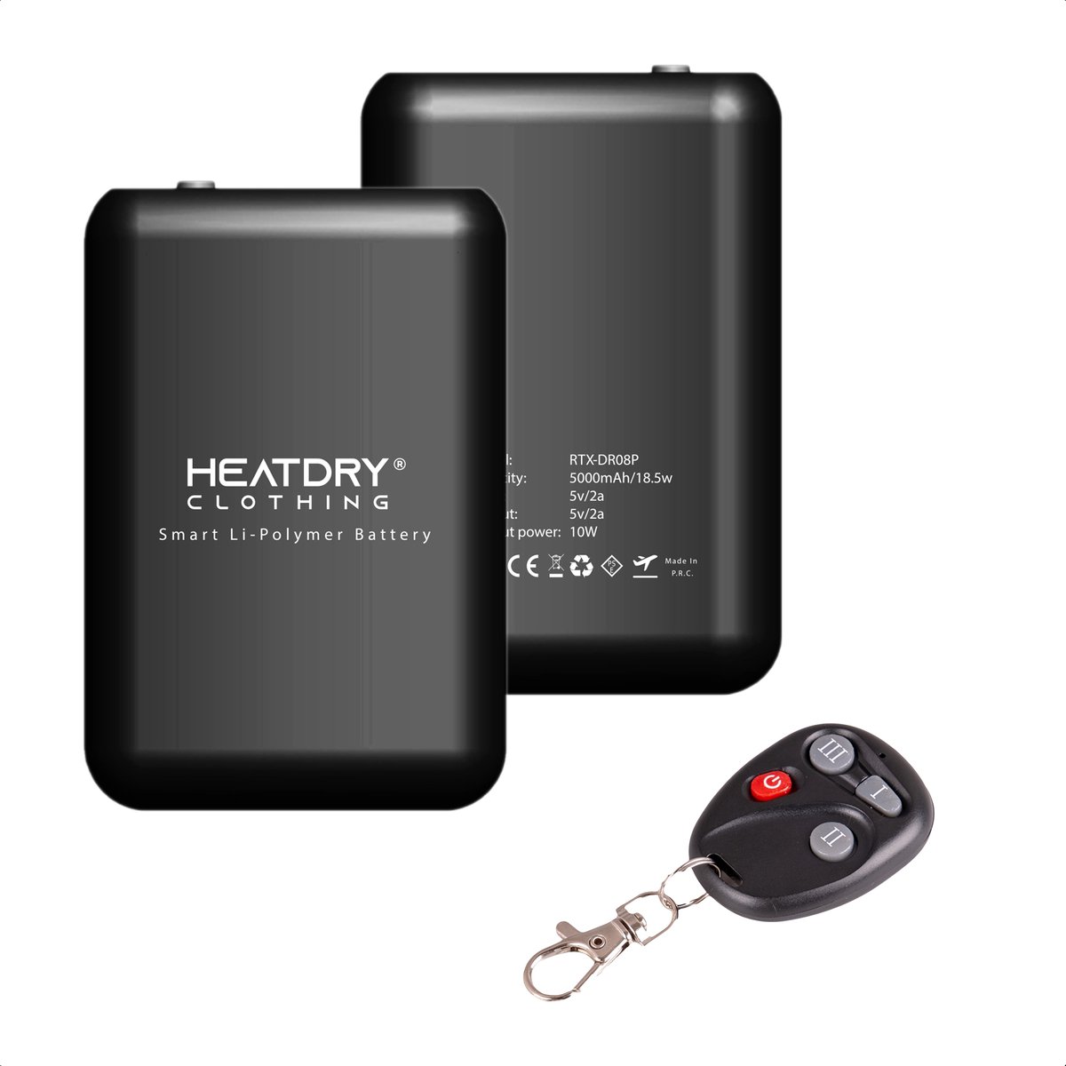 HEATDRY® Clothing – TriHeat MAX REM – 5000mAh 5V – 2 Stuks – Voor Verwarmde Sokken – Tot 8 Uur Warmte – Incl. USB-C Dual Oplader Geschikt voor TriHeat MAX REM Batterijen