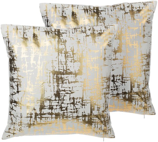 Beliani GARDENIA - Coussin déco - Wit - Katoen