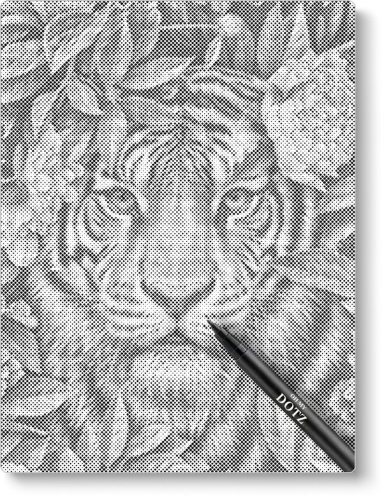 Tigre botanique | 30x40cm | Peinture par points | Toile lâche | Peinture au Diamond et Peinture par numéro alternative | Peinture en pointillé