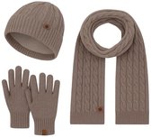 Ensemble 3 pièces Écharpe Tricotée d'Hiver Gants Ensemble Pompon Double Couche Bonnet Sans Bord Épaissi Gants Tactiles Chauffe-Cou Ensemble – acheter les meilleurs produits dans la boutique en ligne