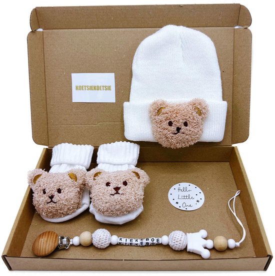Kraamcadeau - cadeau babyshower - cadeau zwangerschap - babymutsje, babysokjes en speenkoord - kan ook rechtstreeks als cadeau van Little Dutch — afbeelding 3
