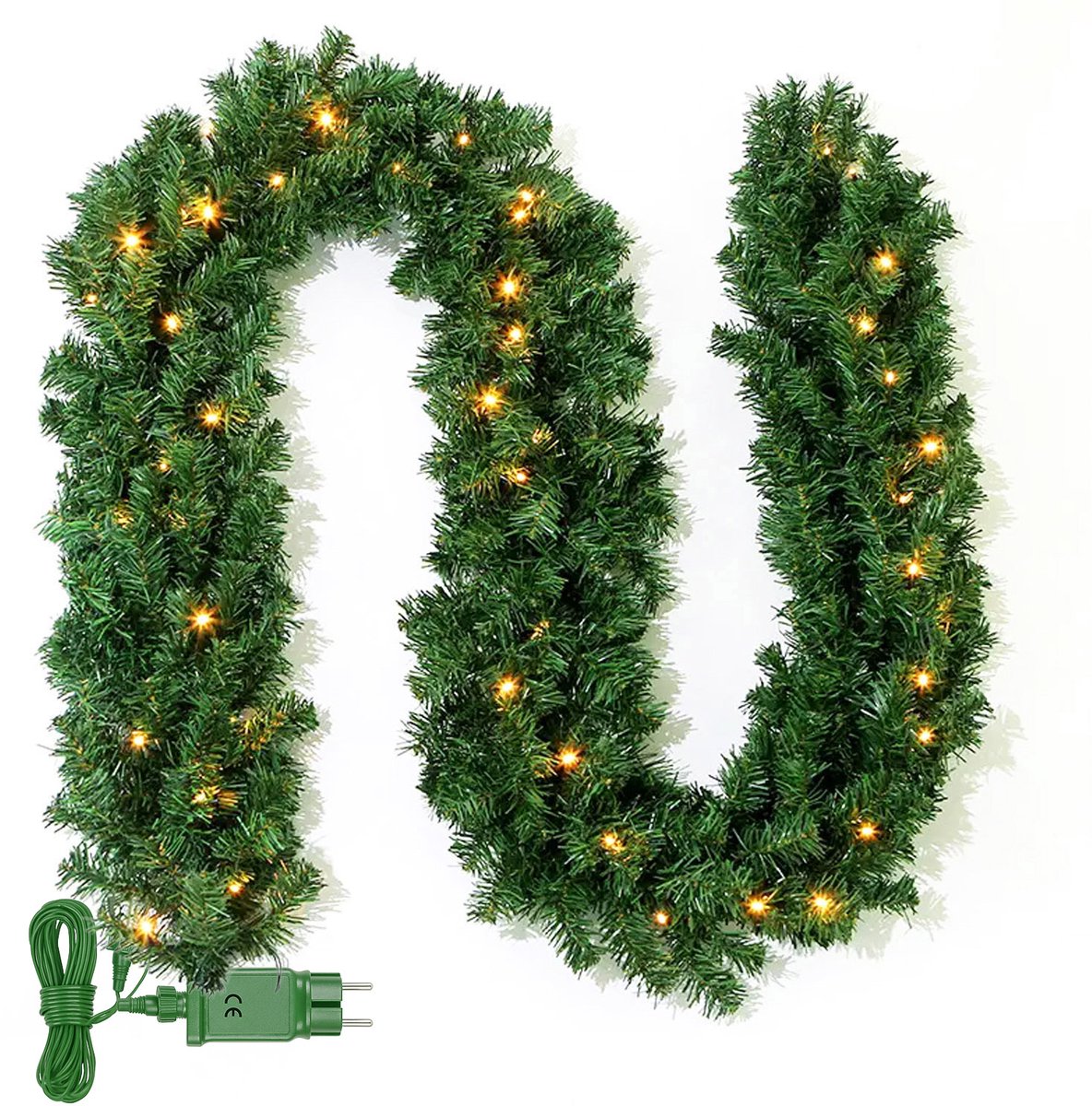 Homcom Guirlande Frosted kerstslinger 180 cm met 160 takpunten - Groen