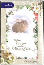 Hallmark - Marjolein Bastin - 20 Kerstkaarten - Konijn - Goudfolie - Kerst - Nieuwjaar - 12,5 x 18 cm