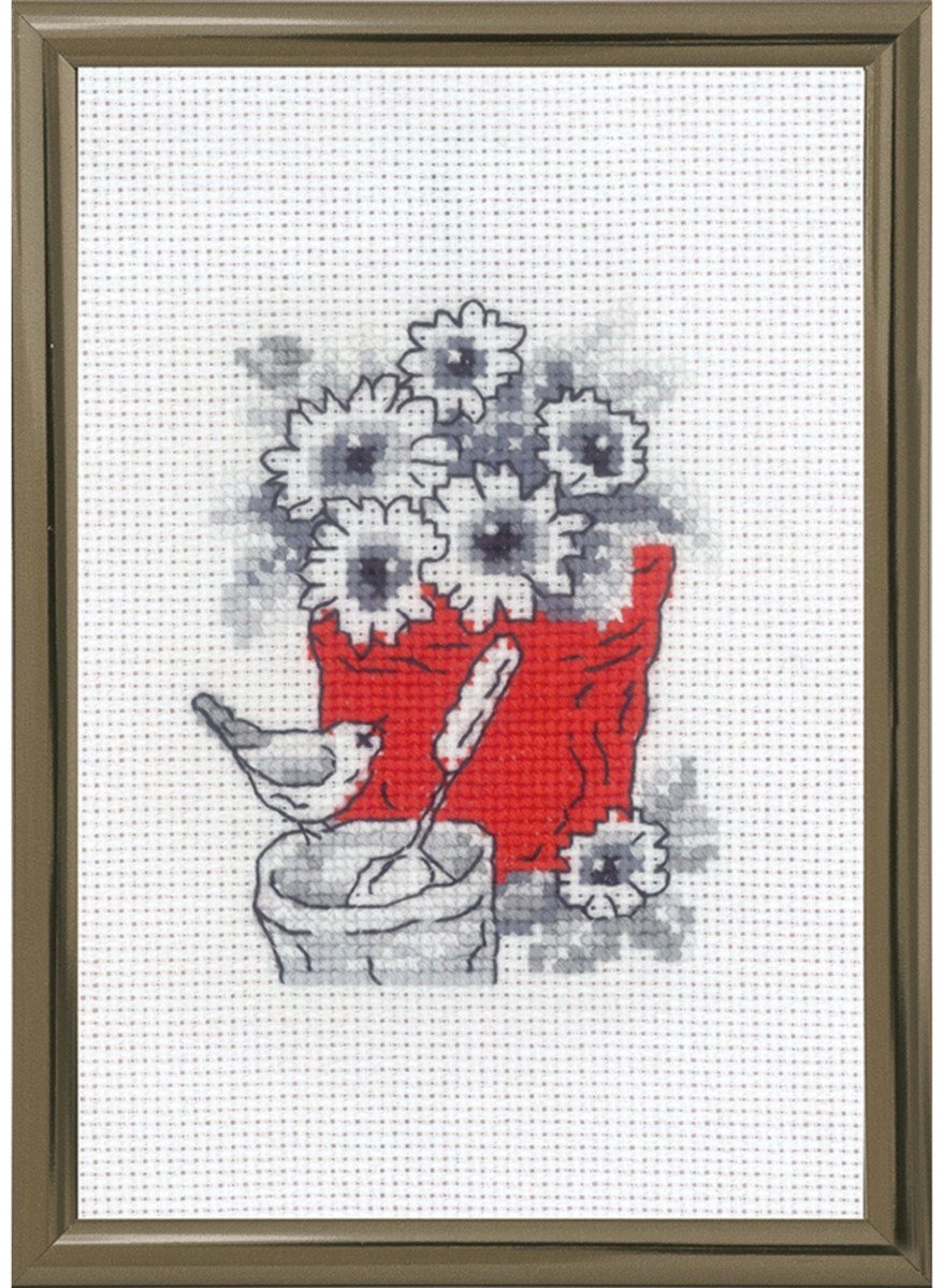 Permin borduurpakket Emmer met bloemen 13-3303 telpatroon