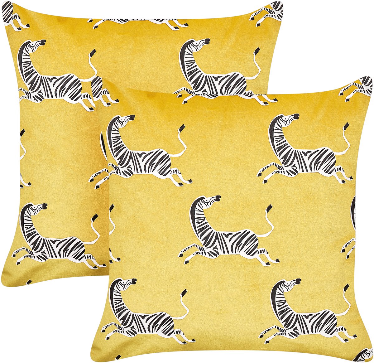 Beliani ACONITUM - Sierkussen set van 2 - Geel - 45 x 45 cm - Fluweel