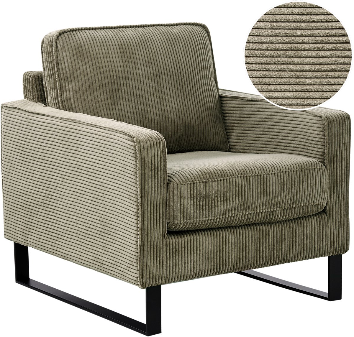 Beliani VIND - Fauteuil - Groen - Corduroy