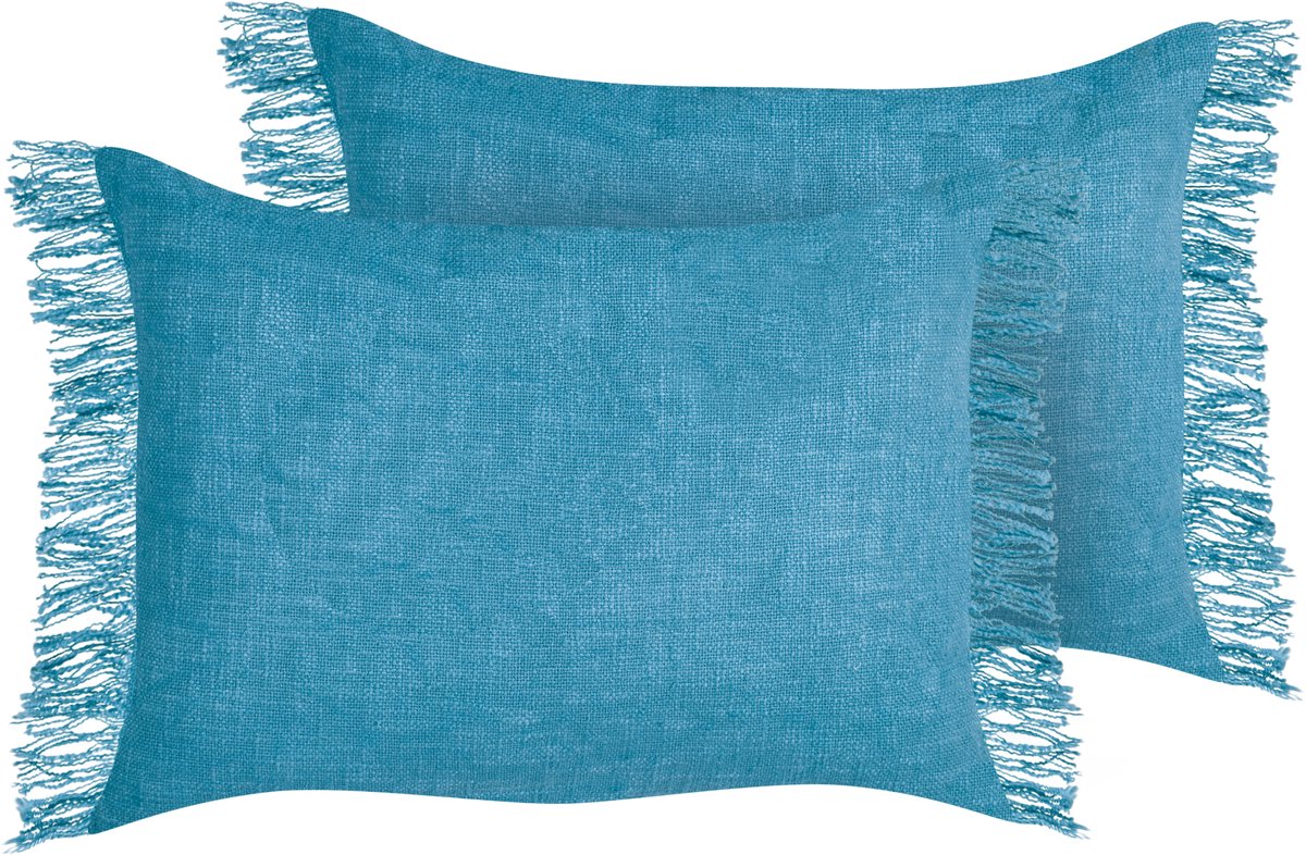 Beliani MABA - Sierkussen set van 2 - Blauw - 35 x 50 cm - Katoen
