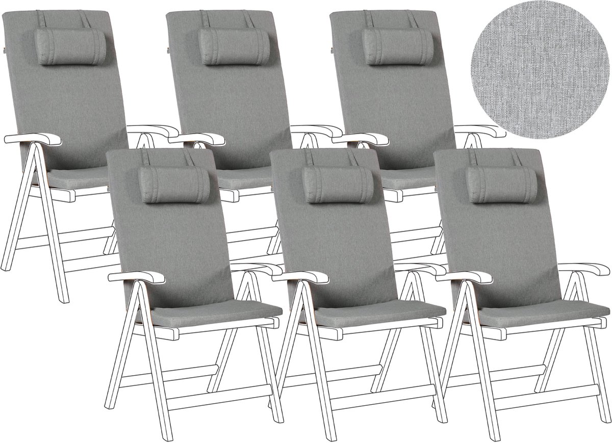 JAVA/AMAN PREMIUM - Tuinkussen set van 6 - Grijsmelange - Polyester