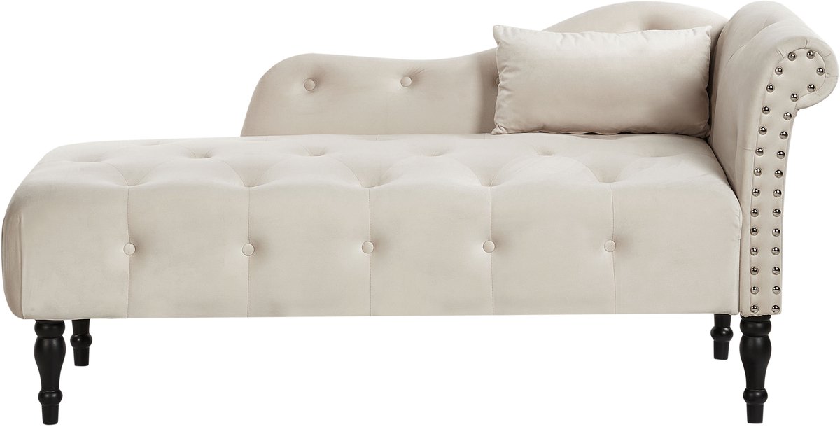 BELIANI IVRY - Chaise longue - Lichtbeige - Rechtszijdig - Fluweel