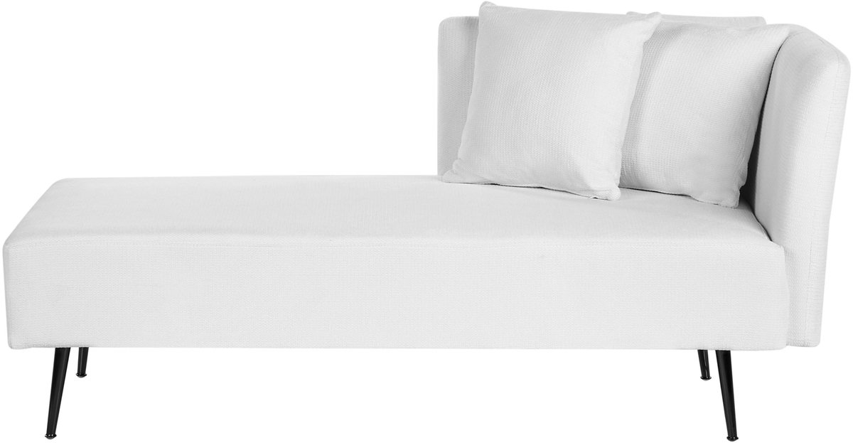 Beliani RIOM - Chaise longue - Gebroken wit - Rechtszijdig - Stof