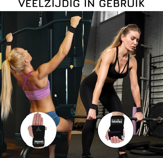 Breaking Limits Power Grips - Sangles de levage - Crochets de levage - Sangles de levage - Sangles de levage - Poignées de levage - Fitness, Crossfit & Musculation - 2 pièces - Zwart