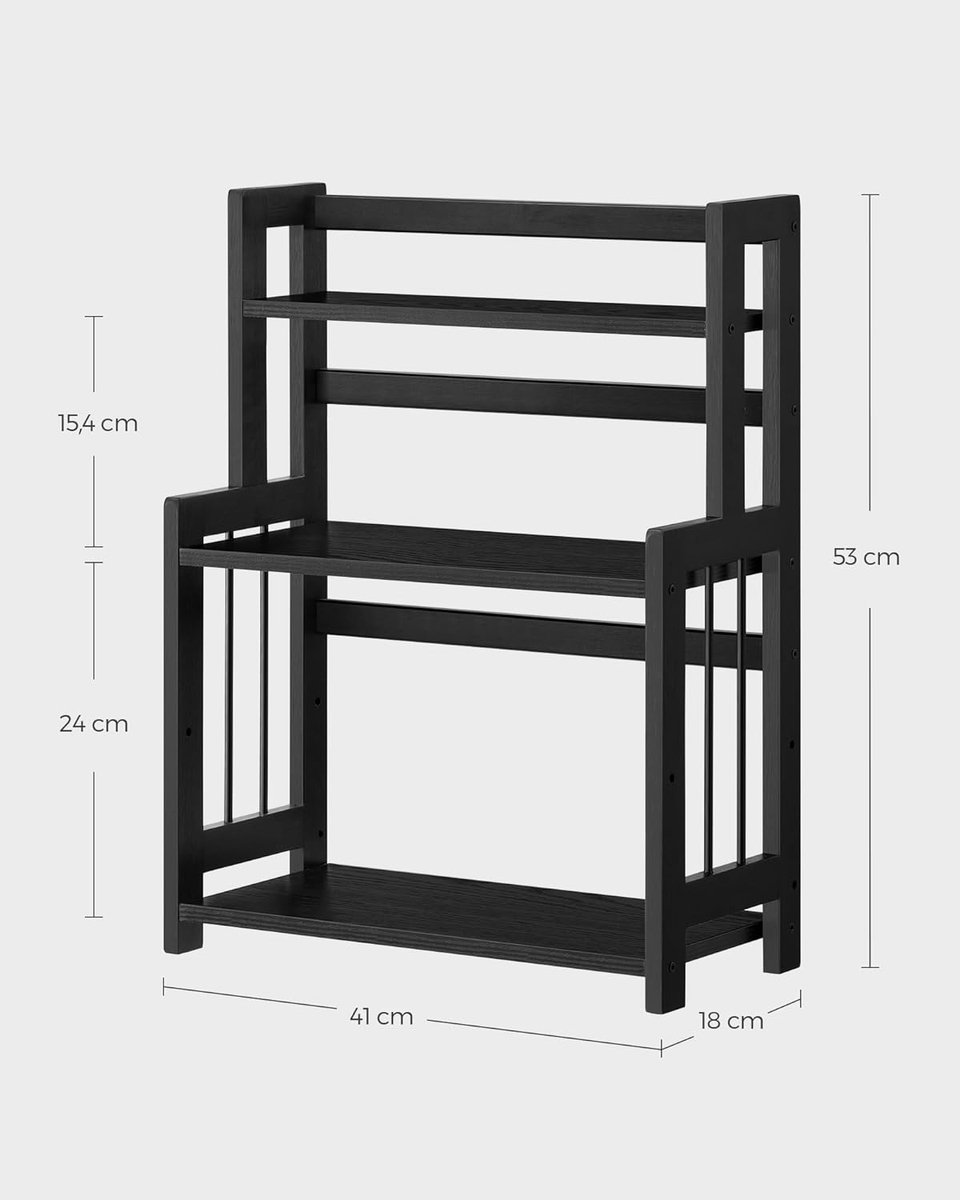 SONGMICS Kruidenrek - keukenrek - 3 niveaus - bureau-organizer - voor keuken, eetkamer, kantoor - zwart