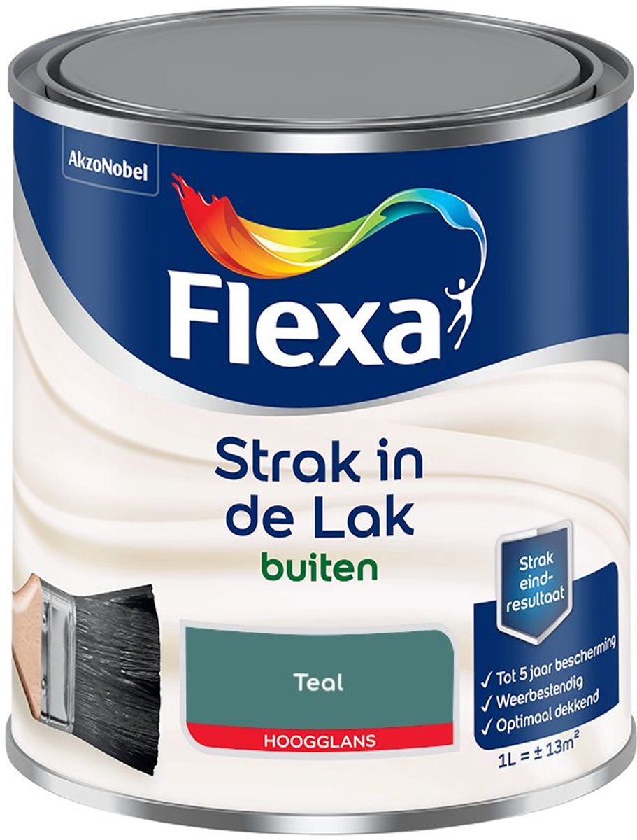 Flexa - Strak in de Lak Buitenlak Hoogglans - Teal - Mengverf - 1 L