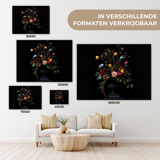 Tableau sur toile 40x30 cm - Décoration murale exclusive Classique - Vase - Bouquet - Fleurs - Décoration murale murale salon - Décoration chambre - Accessoires chambre - Peintures sur toile