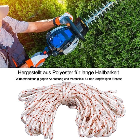 Dailygoody - Startkabel - 10 meter - Vervangingskabel voor grasmaaiers en motorzagen - Beige met oranje - Tuingereedschap - Geschikt voor diverse — afbeelding 2
