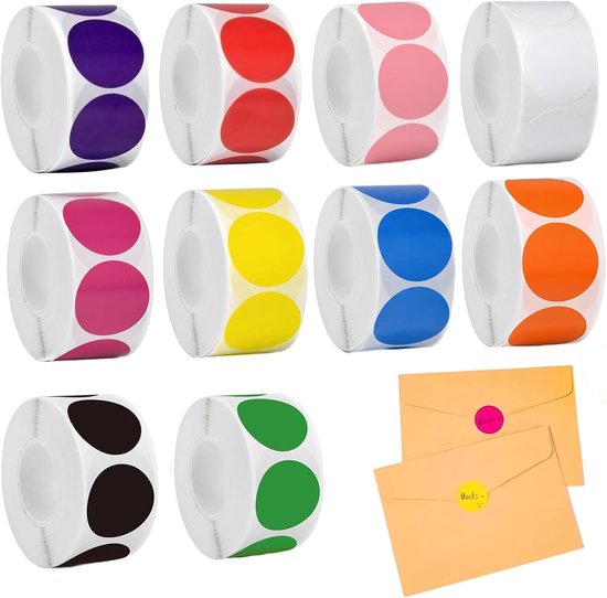 3000 Stuks - 10mm Ronde Stickers Gekleurde Stippenstickers Puntstickers Zelfklevende Etiketten - Bruin