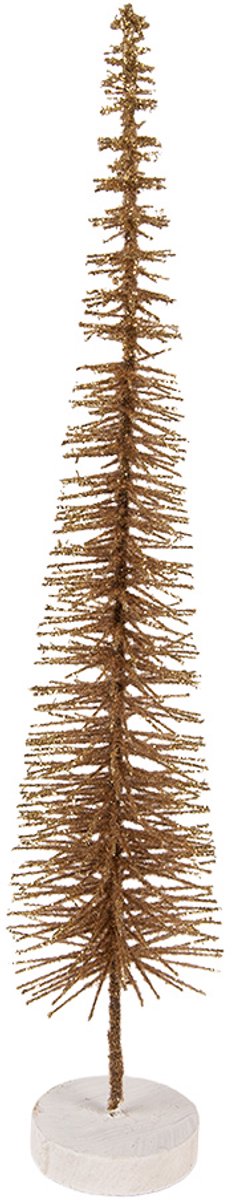 Clayre & Eef Kerstdecoratie Beeld Kerstboom Ø 8x40 cm Bruin Hout
