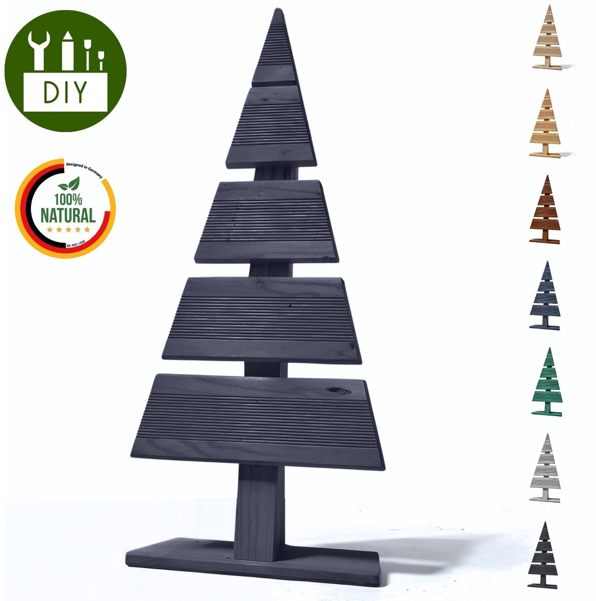 Floranica houten kerstboom DIY den 60x27 cm kerstdecoratie houten boom van larikshout om zelf te maken knutselen klein antraciet