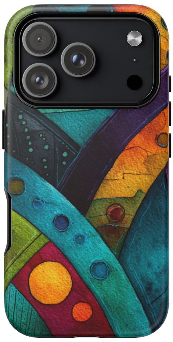Kleurrijke Geometrische Abstracte Kunst – Telefoonhoesje Geschikt voor iPhone 17 Pro
