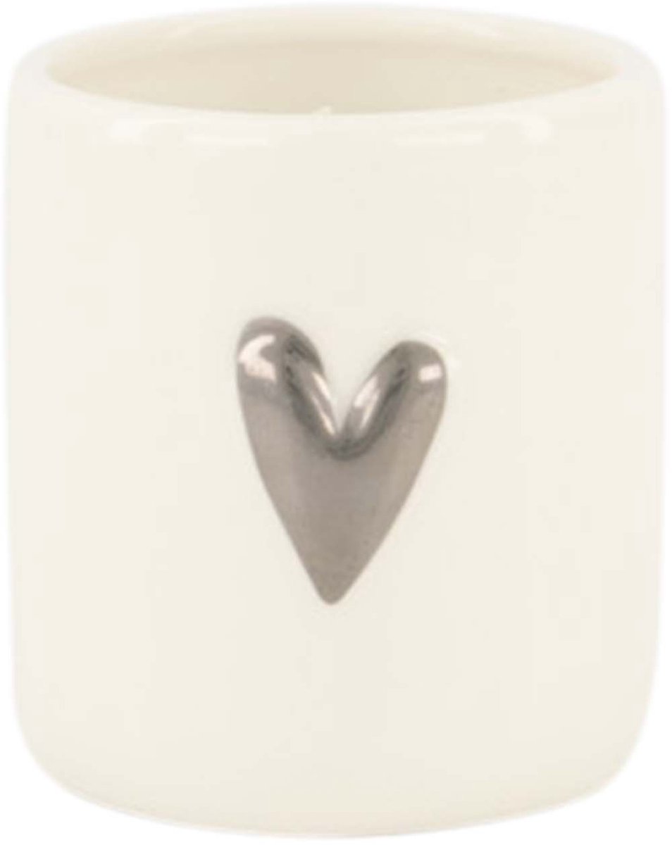Zusss Geurkaarsje Keramiek Hartje Wit/Zilver Wit