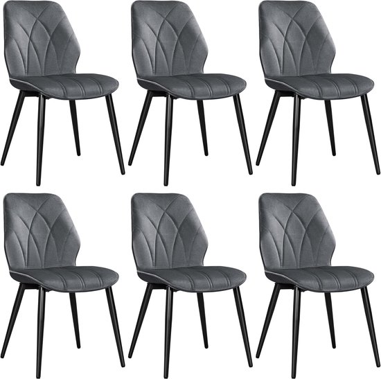 Set van 4 fluwelen eetkamerstoelen - metalen poten - donkergroen