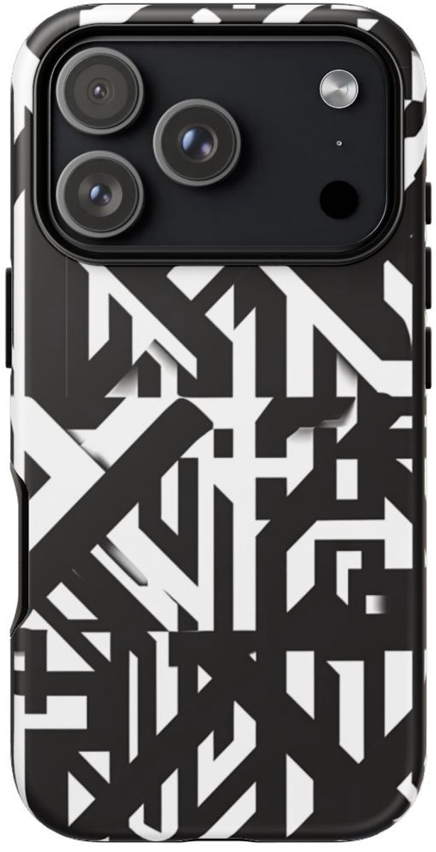 Zwart-Wit Geometrisch Patroon – Telefoonhoesje Geschikt voor iPhone 17 Pro