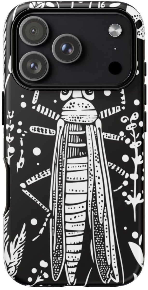 Zwart-Wit Sprinkhaan en Roggepatroon – Telefoonhoesje Geschikt voor iPhone 17 Pro