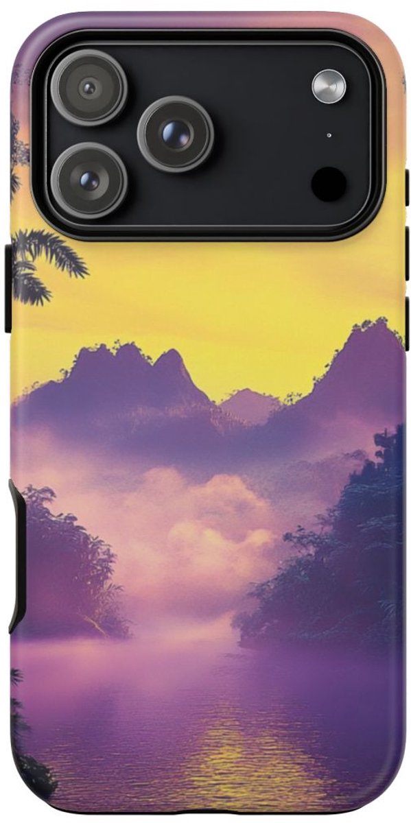 Mystiek Junglemeer met Paarse Nevel – Telefoonhoesje Geschikt voor iPhone 17 Pro Max