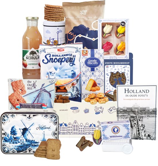Kerstpakket - Geschenkpakket - Holland Pakket 1 - Pakket met diverse Hollandse lekkernijen en cadeautjes