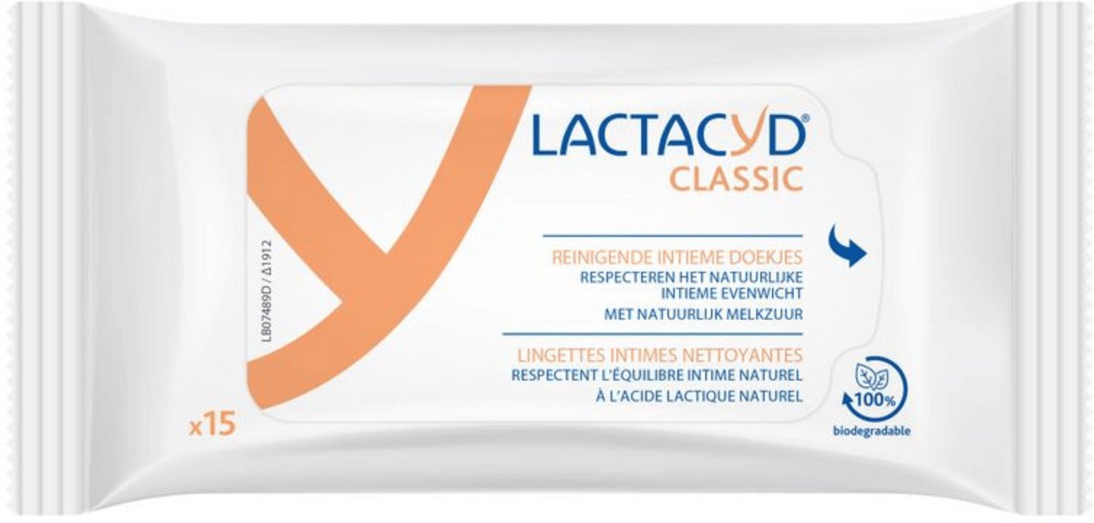 Lactacyd Classic - 6 x 15 stuks - reinigende intieme doekjes