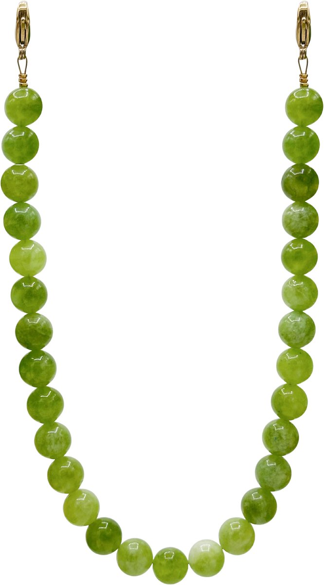 LOUIZ - Telefoonkoord Groene Jade - Telefoonketting groen - Telefoon koord edelstenen - Telefoonkoord kralen