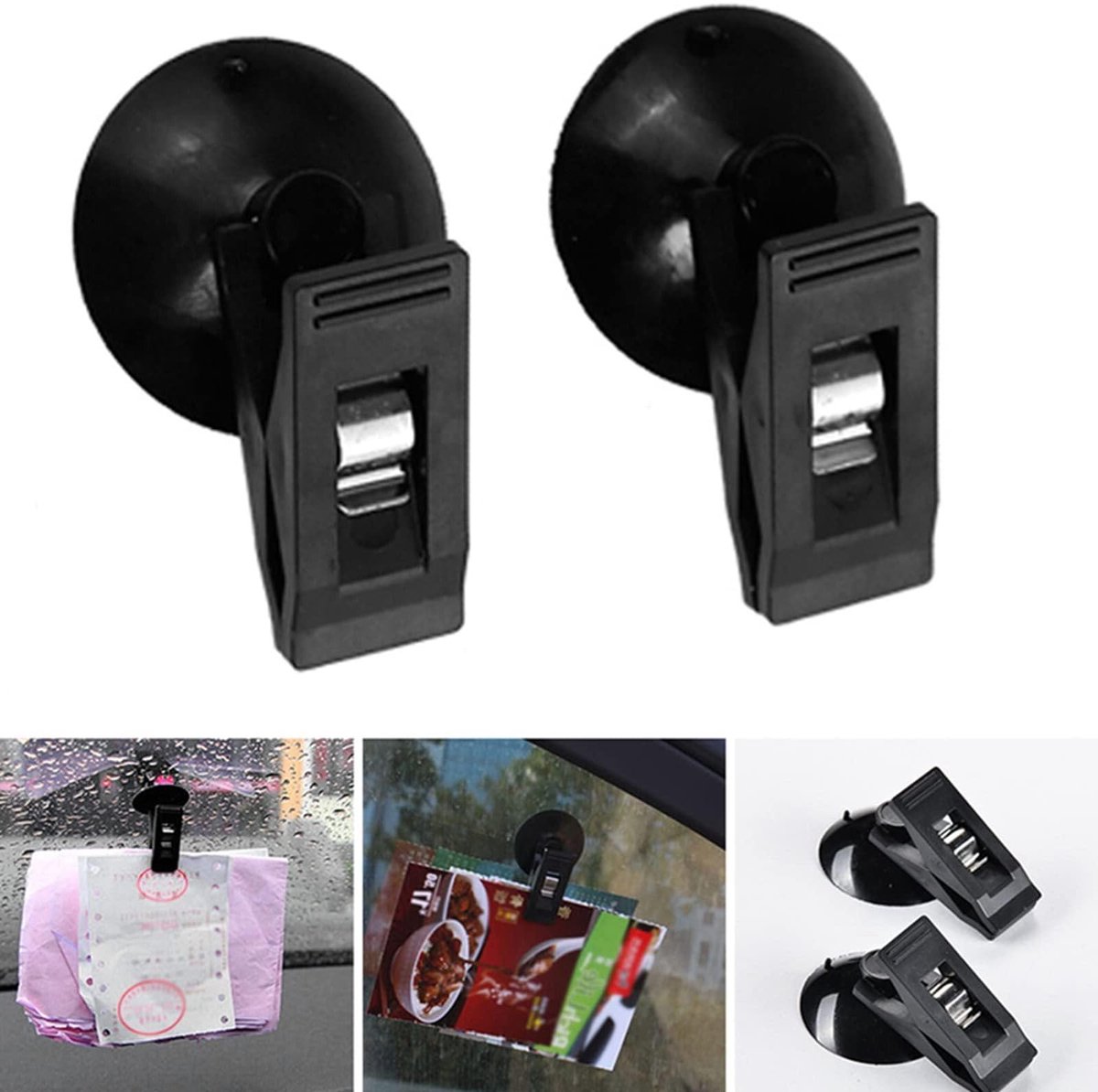 Auto Ticket Clip 1 Paar Parking Voorruit Creditcard Sucker Zuig Cap Card Window Mount Bril Universele Schaduw Gordijn Houder Bril Auto