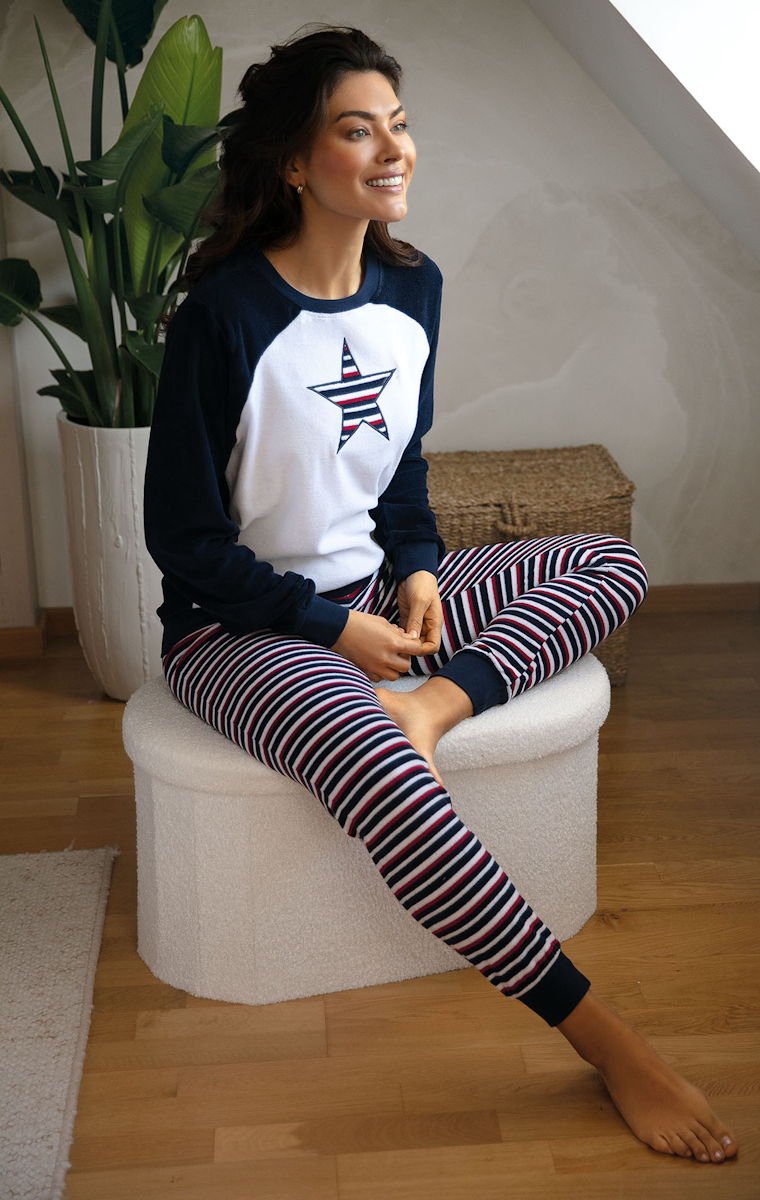 Comtessa Badstoffen pyjama ster Comtessa - Blauw - Maat - 48